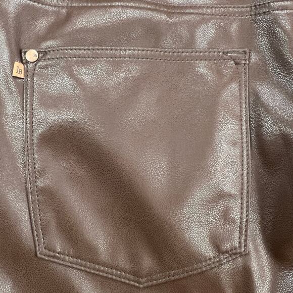 Judy Blue Vegan Faux Leather Tummy Control Top Straight Leg Brown Pants Size 18W - Picture 12 of 16
